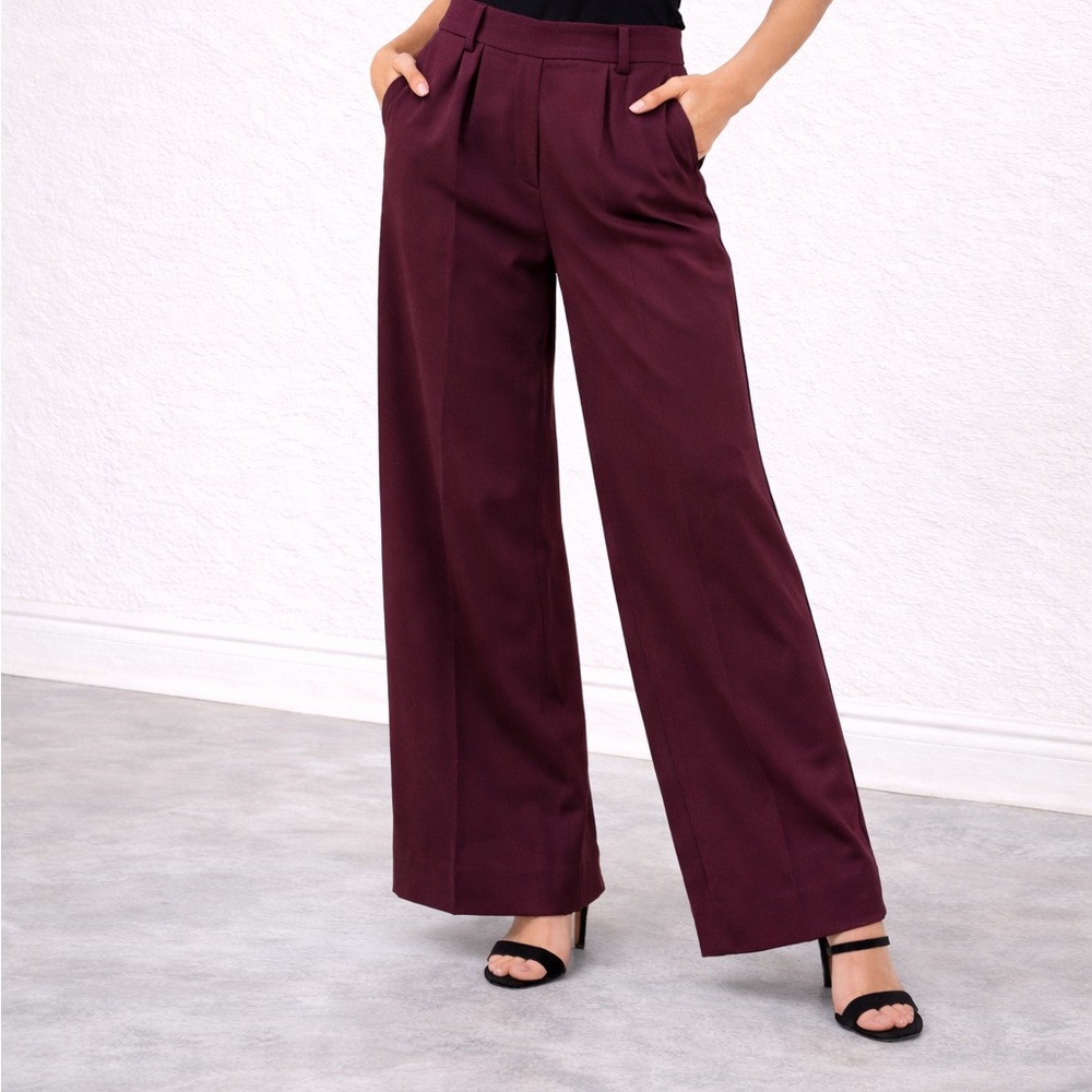Donna Karan Burgundy Wide-Leg Dress Pants | Size 2 | Elegant Tailored Fit